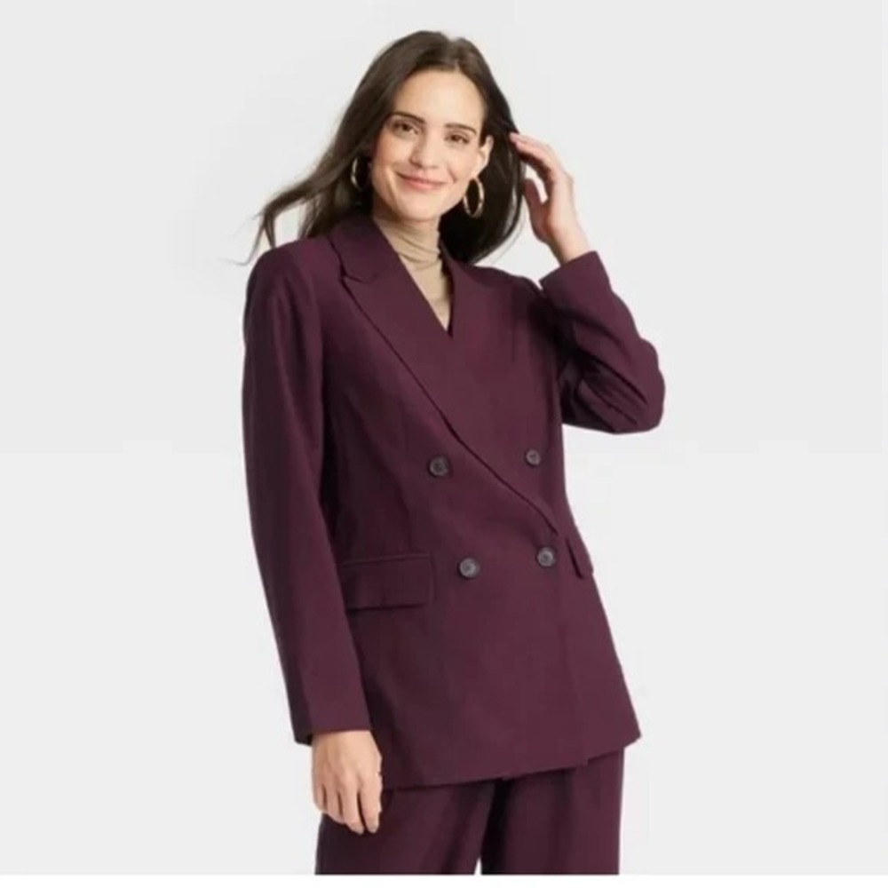 Women's Burgundy Double-Breasted Blazer – A New Day XS – New with Tags